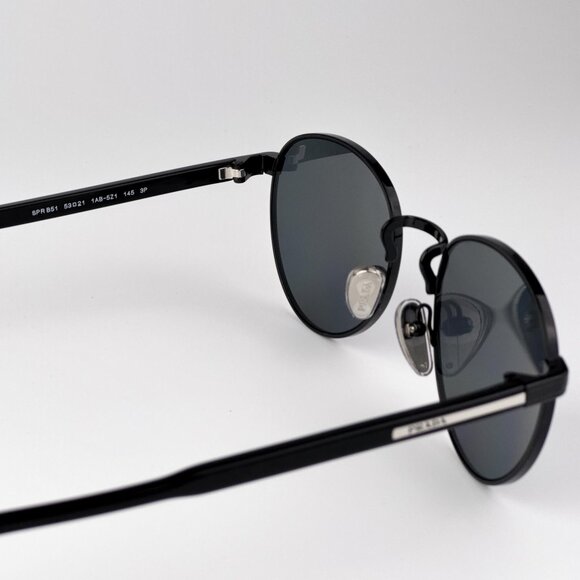 Prada PRB51S Polarized Sunglasses – Black Round Frame Black | Model 1AB5Z1 main image 4